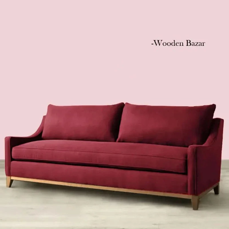 Ultimate Three Seater Sofa In Berry Color - Wooden Bazar
