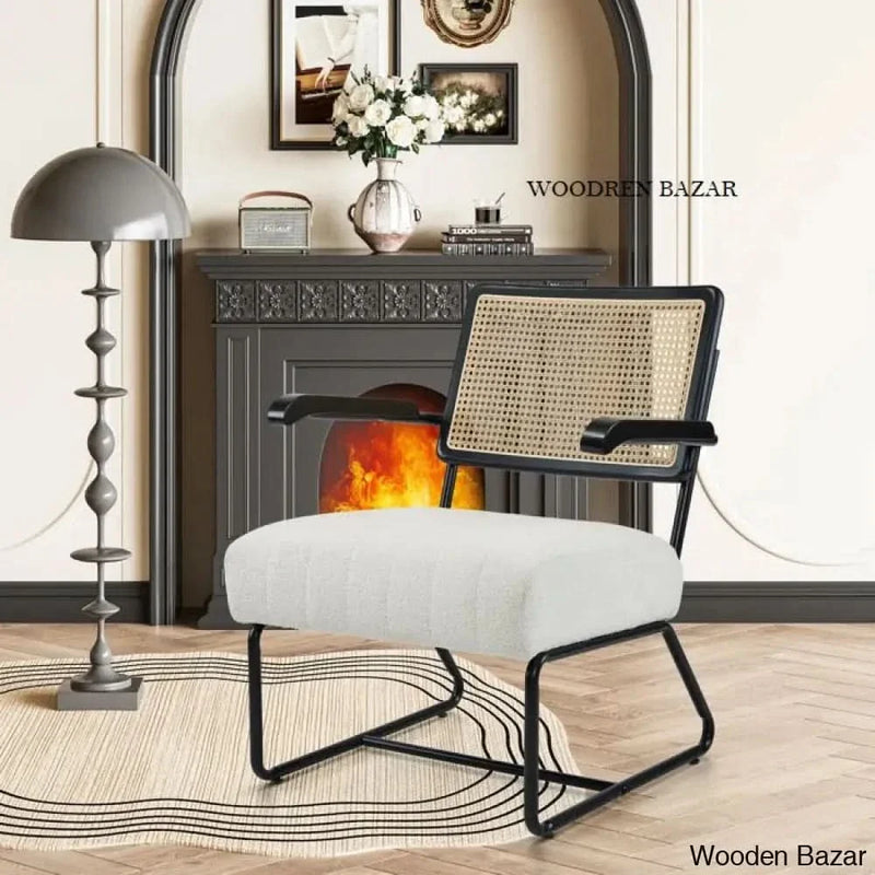 Upholstered Rattan Sherpa Accent Chair - Craft Decor