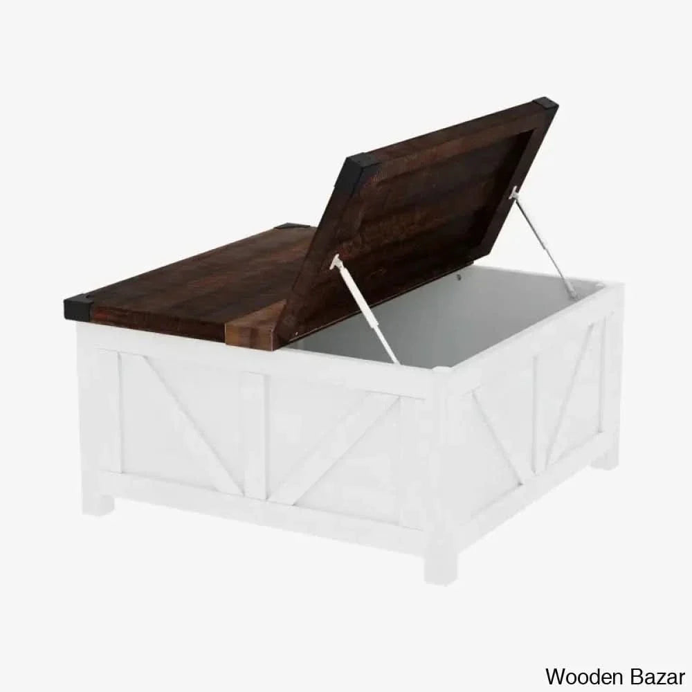 Vardello Modern Coffee And Center Table - Craft Decor Brown Top/White Base