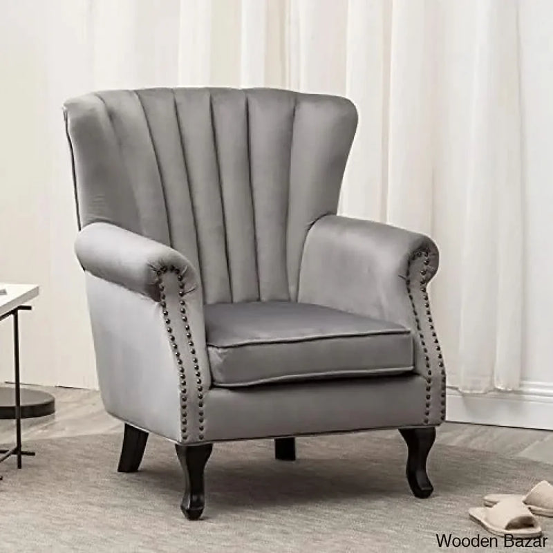 Velvet Single Sofa Padded club chair set with high back and Lucullan Design.