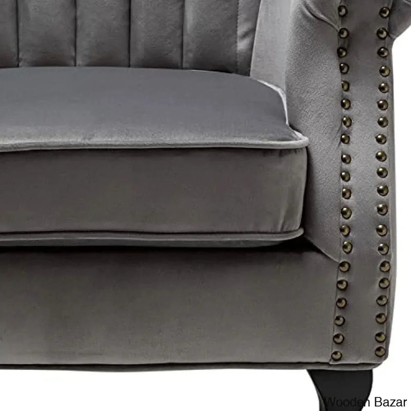 Velvet Single Sofa Padded club chair set with high back and Lucullan Design.