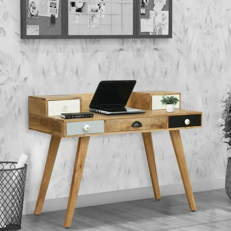 Viterbo Solid Wood Study Table In Natural Finish