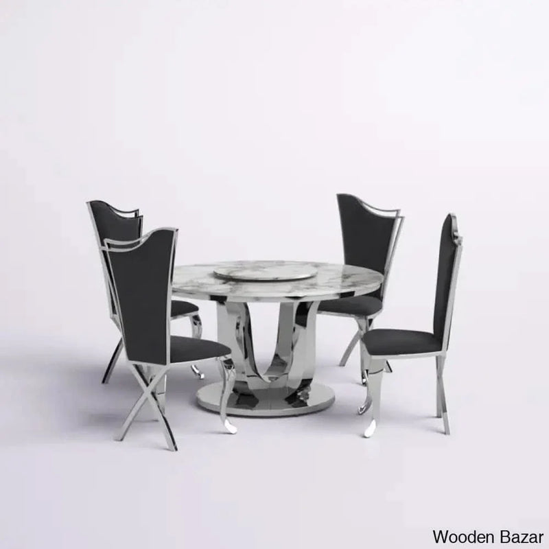 Waverly Best 5 seater Marble Top Pedestal Dining Set