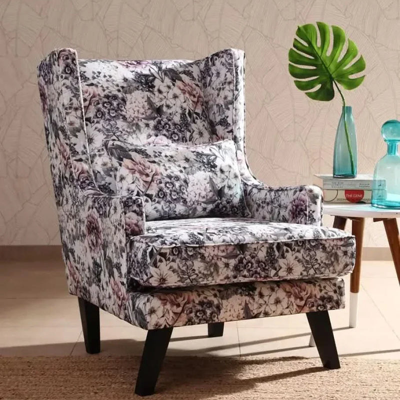 Wing Chair In Floral Pattern for a Living Room - Craft Decor