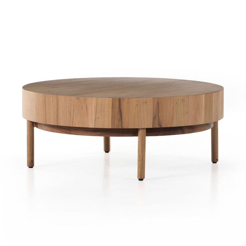 Edden Wood Drum Round Coffee Table - Craft Decor