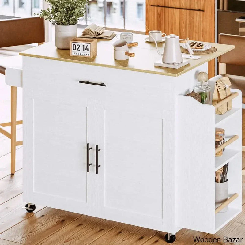 Wood Kitchen Island Kitchen trolley cart cabinet with storage