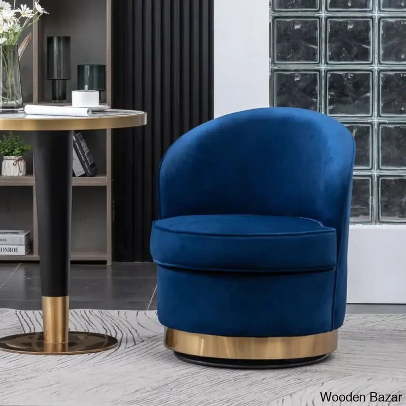 Craft Decor 24.75'' Wide Velvet Swivel Barrel Chair