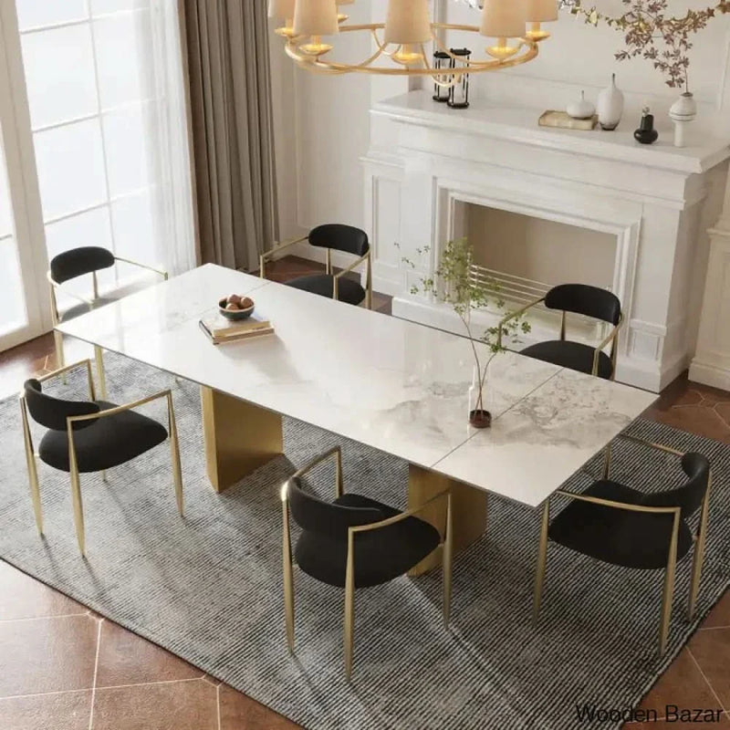 Craft Decor 7 Piece Extendable Sintered Stone Dining Table