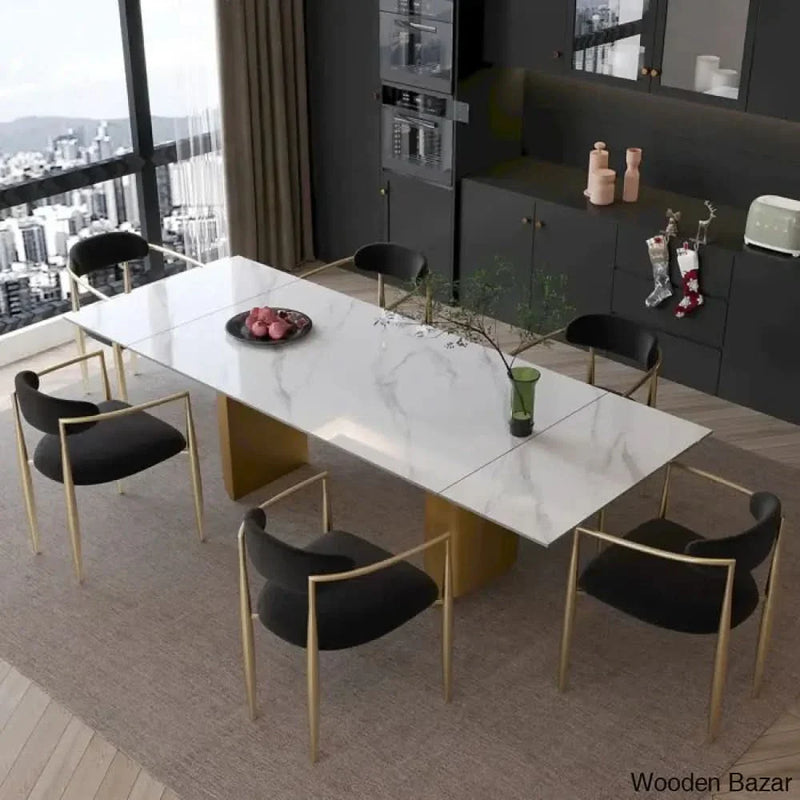 Craft Decor 7 Piece Extendable Sintered Stone Dining Table