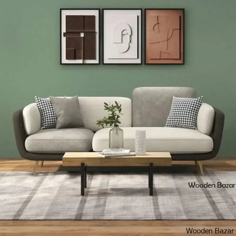 Wooden Bazar 72.5" Gray Upholstered Sofa 3-Seaters Modern Gold Couch for Living Room in Small