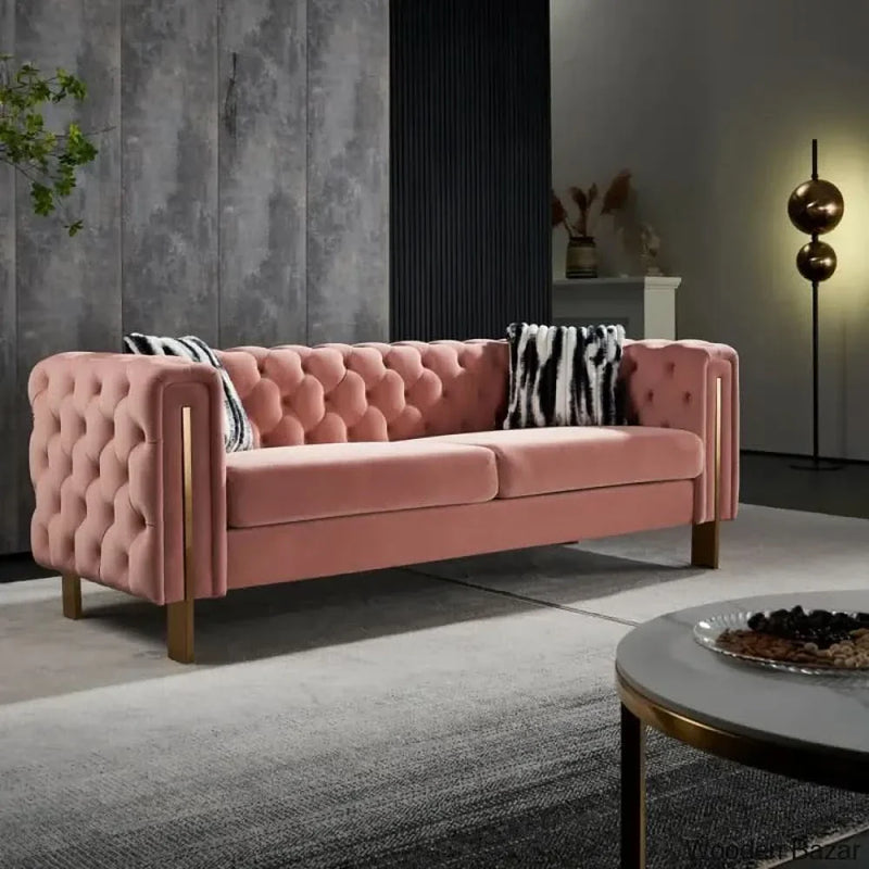 Wooden Bazar Arkeba 84.25'' Velvet Square Arm Sofa