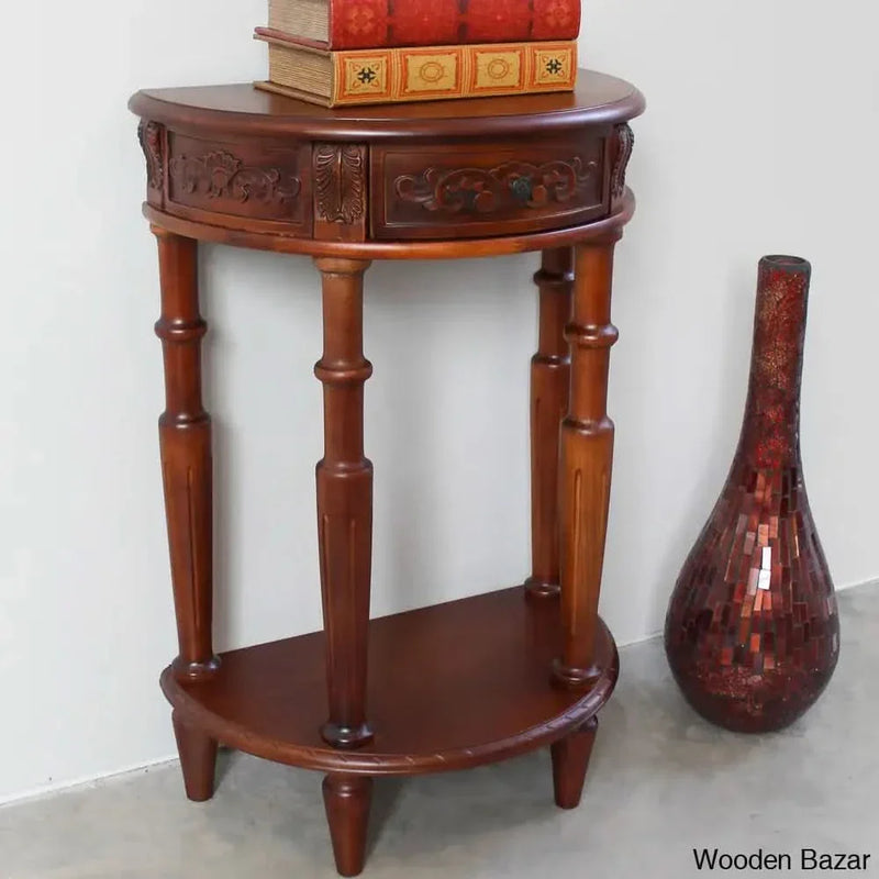 Craft Decor Carved Wood Furniture End Table