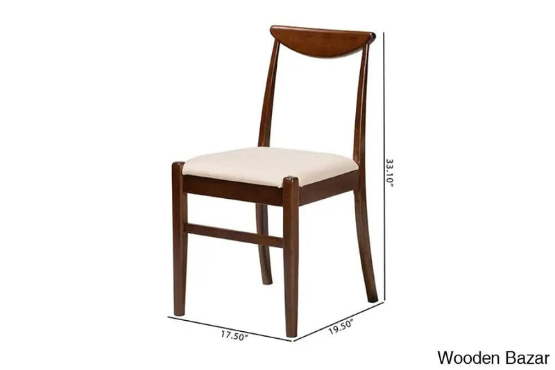 Craft Decor Delphina Mid-Century Modern Cream Fabric and Dark Brown Finished Wood 2-Piece Dining Chair Set