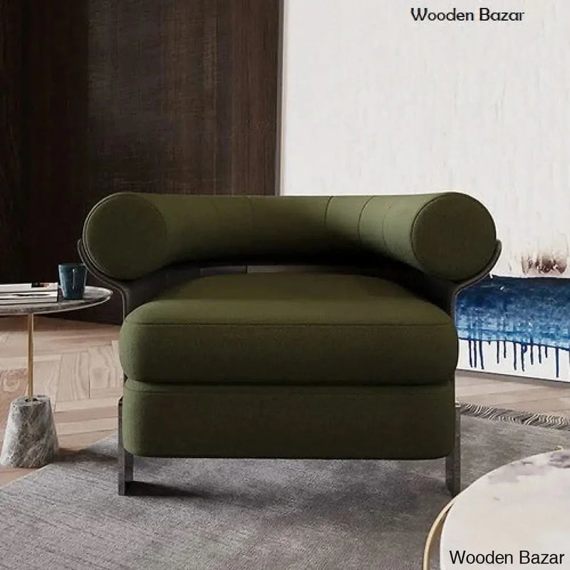 Craft Decor Green Boucle Upholstered Accent Chair with Round Back