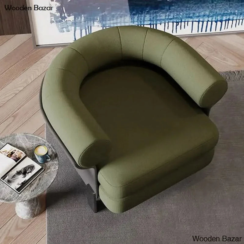 Craft Decor Green Boucle Upholstered Accent Chair with Round Back