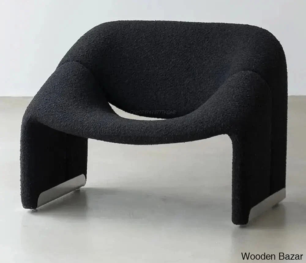 Craft Decor Modern White Boucle Accent Chair Lounge & Black