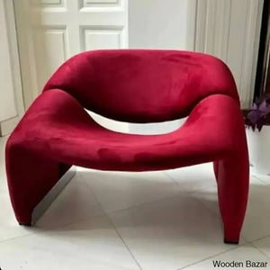 Craft Decor Modern White Boucle Accent Chair Lounge & Red