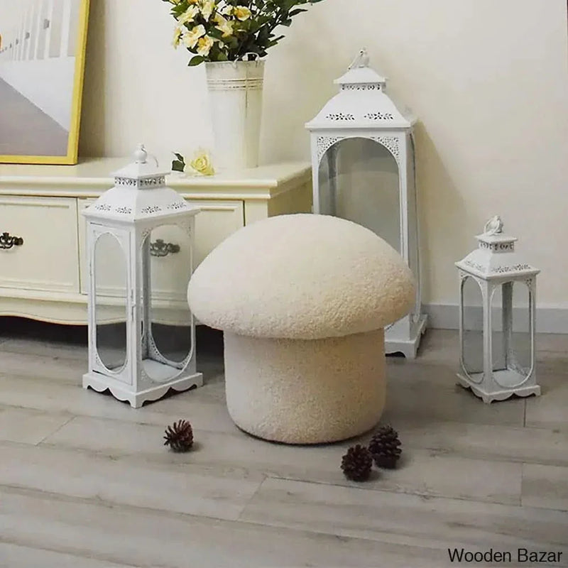 Craft Decor Mushroom Ottoman Stool Upholstered Cute Stool