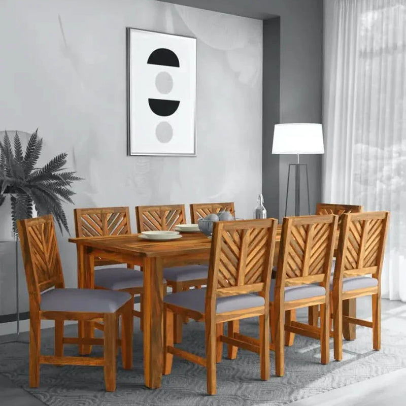 Craft Decor Ritz Solid Wood 8 Seater Dining Set in Rustic Teak Finish