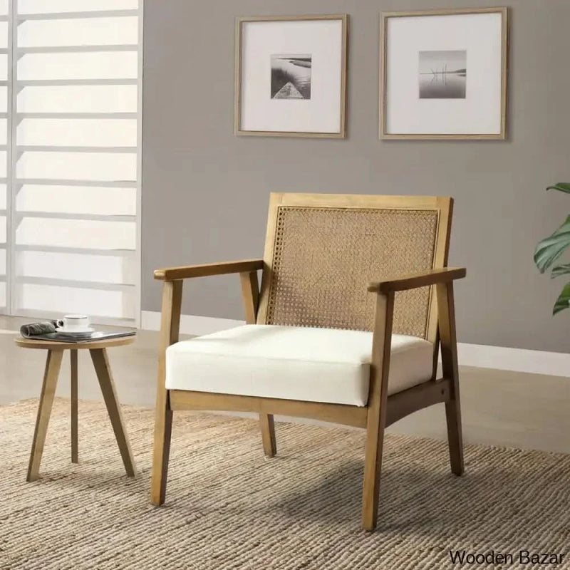 Jemiee Upholstered Rattan Armchair - Craft Decor