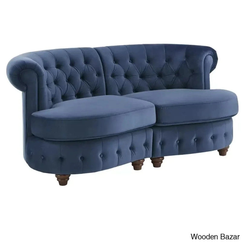 Wooden Bazar Venuti 69'' Velvet Rolled Arm Chesterfield Loveseat