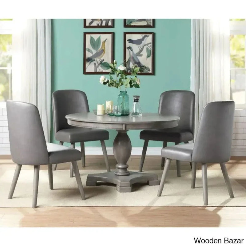 Craft Decor Waylon Dining Table w/Single Pedestal Gray Oak 72205