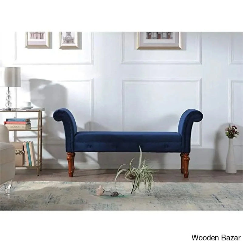 Wooden Bench Table Sofa Outdoor With Storage Bench in Navy Blue