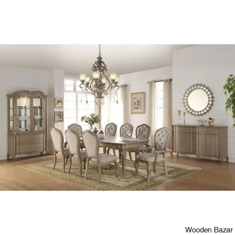 This set also comes with four backless stools upholstered in polyester for a tactile touch. Plus, the button-tufted accents on each seat round out the design of this set.