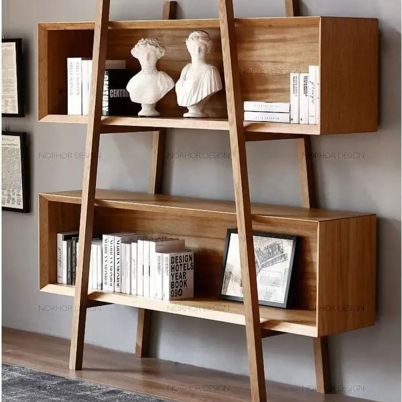 Wooden Ladder Bookshelf/Shelves/Racks for Living Roo, Bed Room, Drawing Room, Hall and Fice (30.5D x 48.3W x 71.4H)