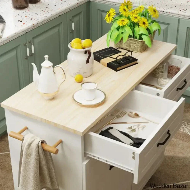 Yamiled 45.3'' Wide Kitchen Island Cart On Wheels With Storage Kitchen trolley cart cabinet kitchen island with storage