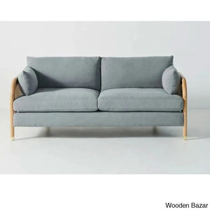Zoe Solid Wood Sofa With Natural Cane Detailing A Blend Of Modern Elegance And Craftsmanship 2