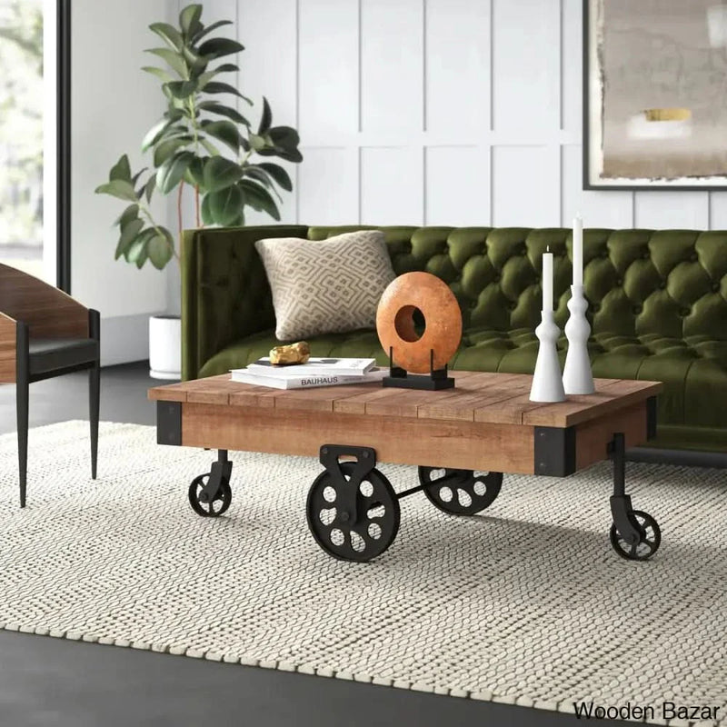 Zonac Solid Wood Top Coffee and center Table