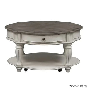 Zula Round Cocktail Table W/ Casters Coffee And Center White