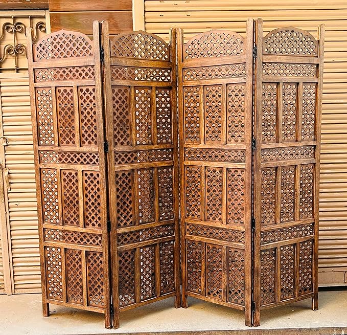 Wooden Room Divider Partition - Foldable Wood Screen Separator for Living Room