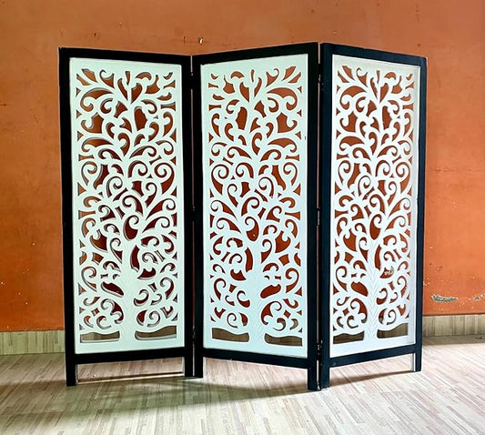 Wooden Partition for Living Rooms 4 Feet Wood Partition Wall Divider, Wooden Screen Separator 3 Wall Panels
