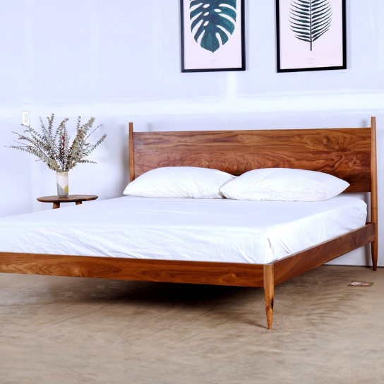 Keraix Wooden Bed In Honey Finish - craft decor