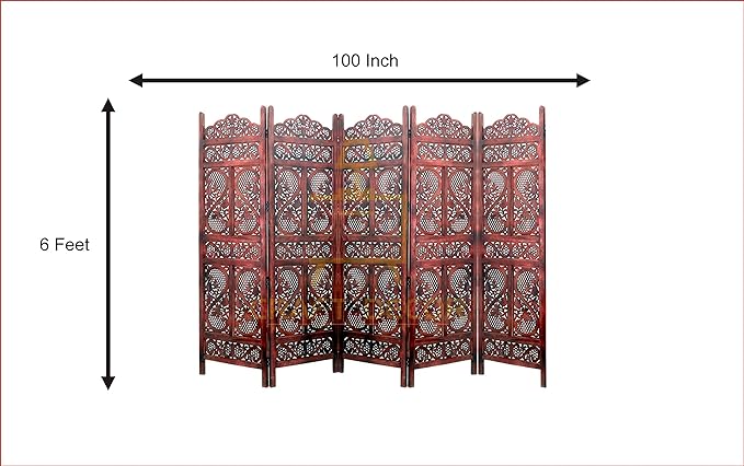 Wooden Room Divider Partition Screen Separators with Folding Doors for Living Room (Walnut Panel)