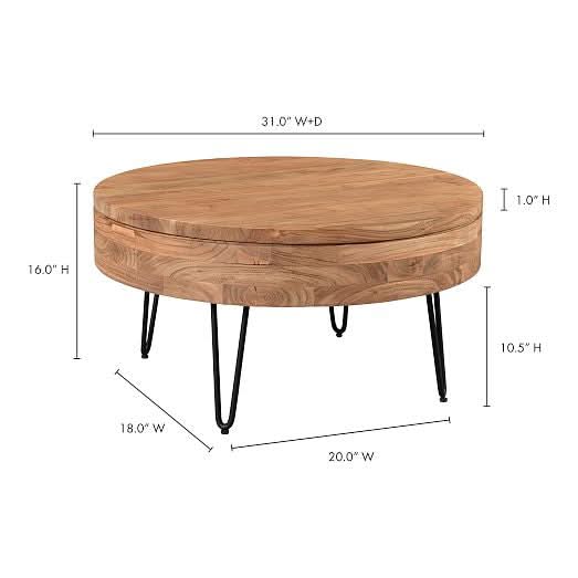 Kaichin Bowed Legs Round Storage Coffee Table - Craft Decor