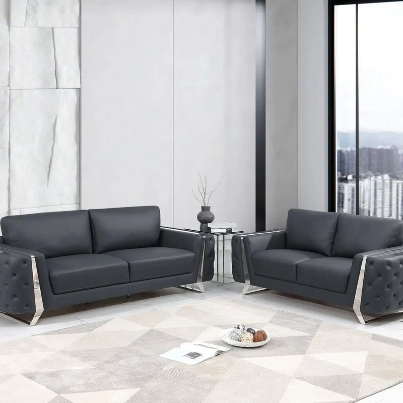 2 - Piece Faux Leather Living Room Set Luxury Sofa Set