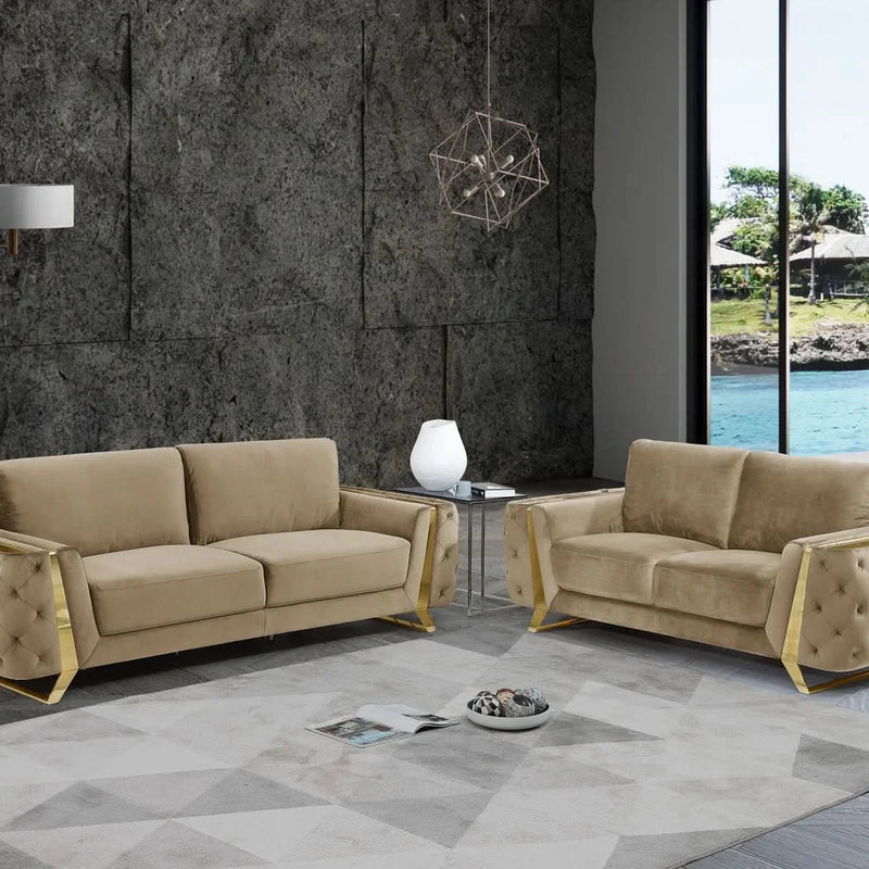 2 - Piece Faux Leather Living Room Set Luxury Sofa Set