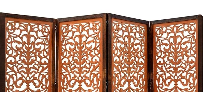 Wooden Room Divider Partition Screen Separators with Folding Doors for Living Room (6 Ft Height)