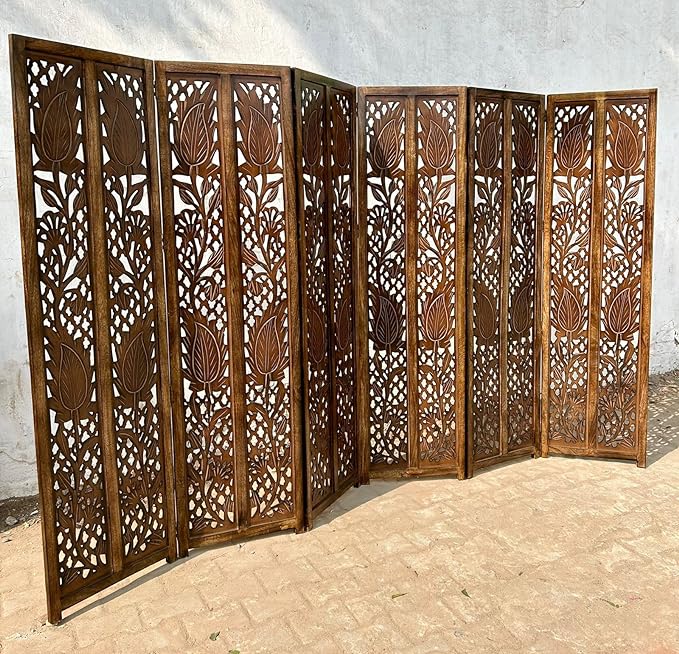 Wooden Partition Screen/Room Divider Traditional Handicrafts 6ft Height (6Panels)
