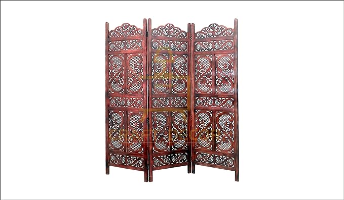 Wooden Room Divider Partition Screen Separators with Folding Doors for Living Room (Walnut Panel)