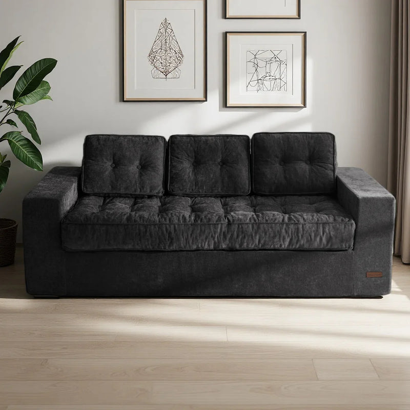 Finlex 3 Seater Chenille Boneless Couch Comfy Sofa - Craft Decor