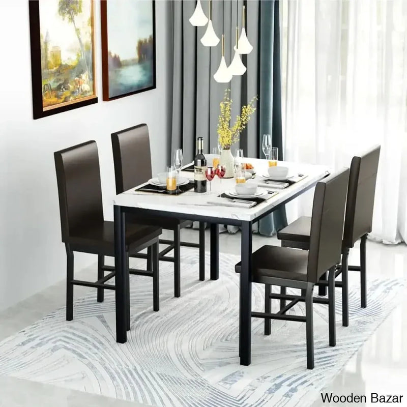 4 Seater  Faux Marble Top Dining Set - Craft Decor
