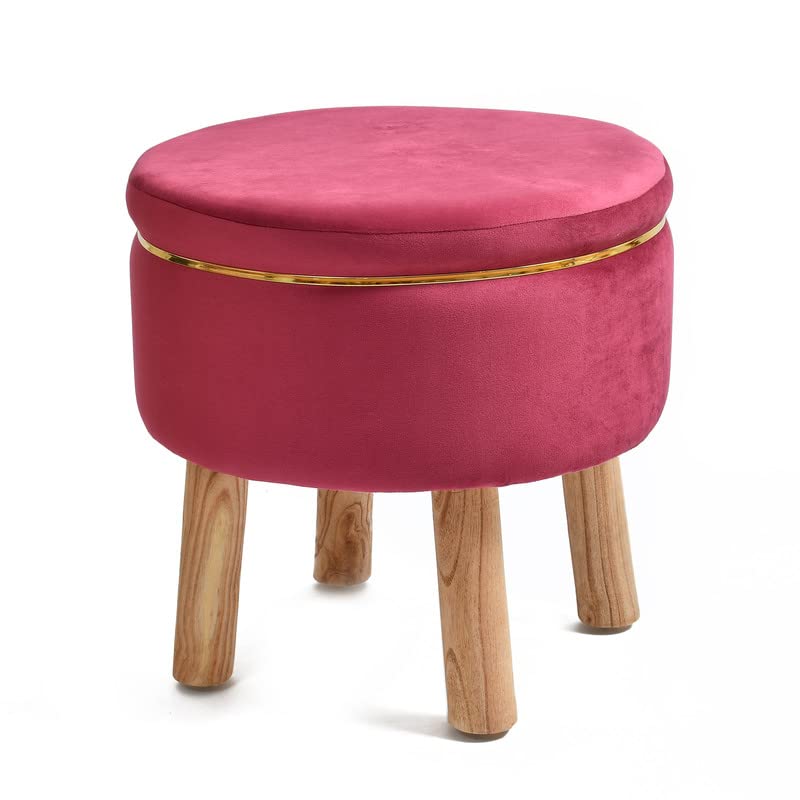 CRAFT DECOR Ottoman Pouffes Stool for Living Room Sitting Furniture Footrest Seat Pouf Puffy Foam Stool Foot Stool for Office Home Decor (Baby Pink)
