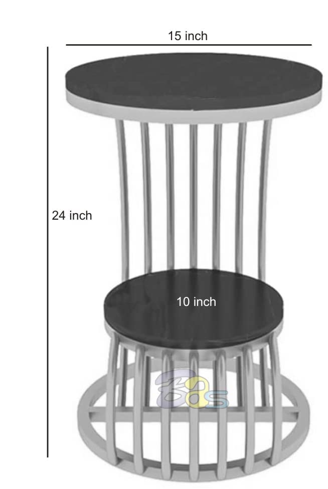 CRAFT DECOR Side Table with Marble Look Top | Gold Metal Base | 2-Tier Design | Living Room Accent Table