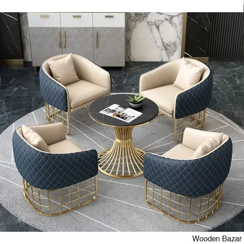 5 - Piece Marble Top Pedestal Dining Set exclusive design