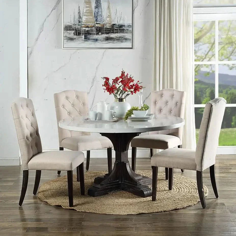 5 - Piece Marble Top Trestle Dining Set exclusive design