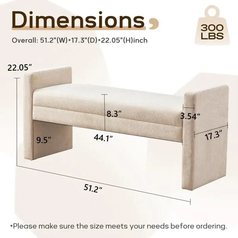 Shankared Polyester Upholstered Bench - craft decor